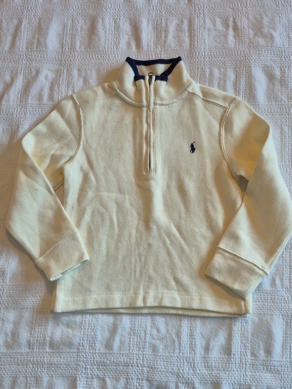 Polo Ralph Lauren boys size 4 cream 1/4 zip pullover shirt EUC